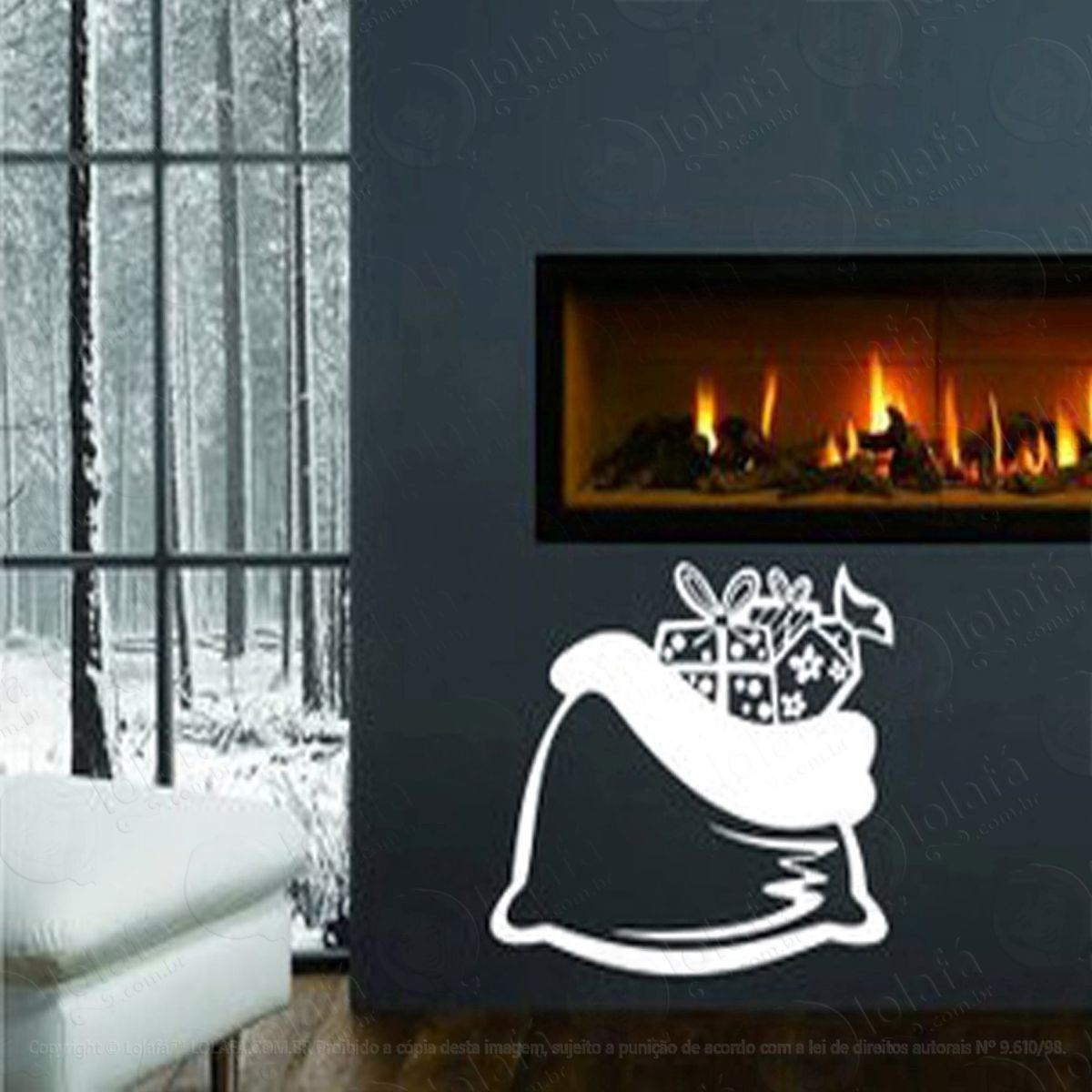 Saco De Presentes Adesivo de Natal para Vitrine, Parede, Porta de Vidro - Decoração Natalina Mod:241