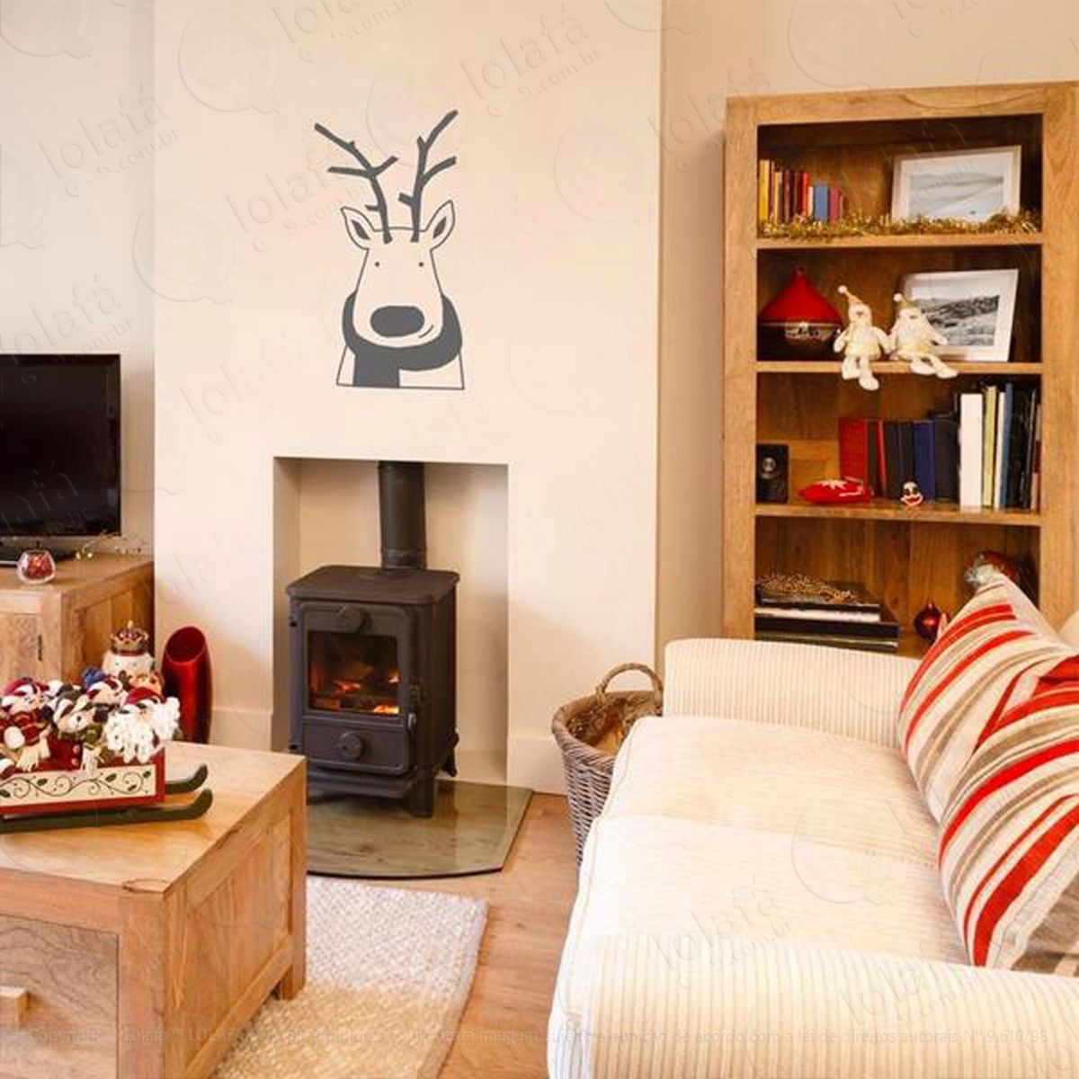 Senhor Rena Adesivo de Natal para Vitrine, Parede, Porta de Vidro - Decoração Natalina Mod:243