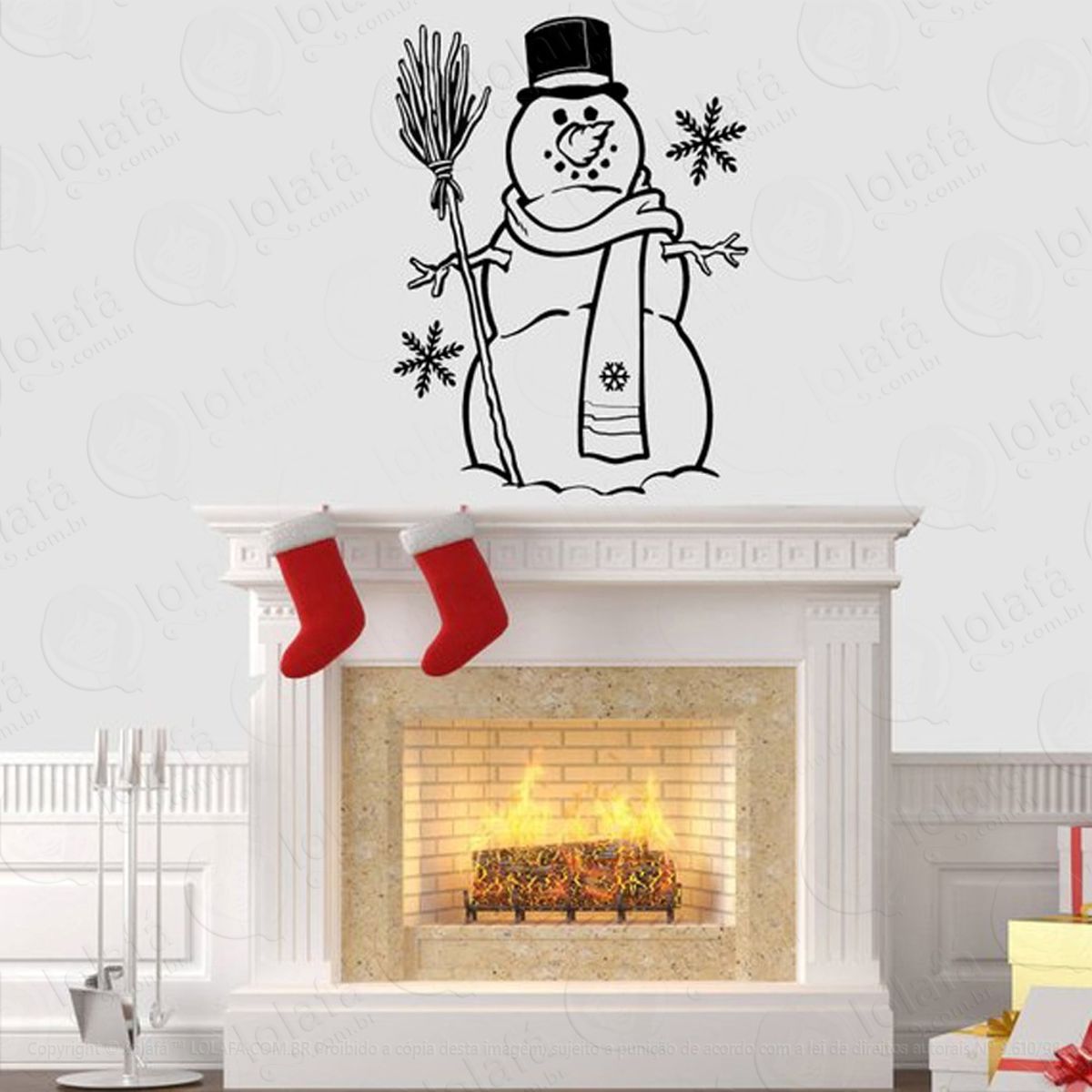 Snowman Adesivo de Natal para Vitrine, Parede, Porta de Vidro - Decoração Natalina Mod:248