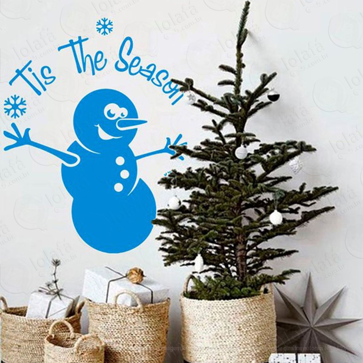 Snowman Adesivo de Natal para Vitrine, Parede, Porta de Vidro - Decoração Natalina Mod:249