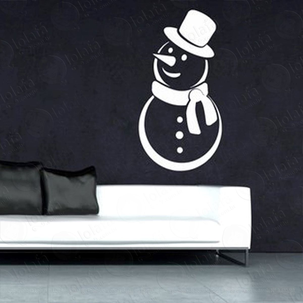Snowman Adesivo de Natal para Vitrine, Parede, Porta de Vidro - Decoração Natalina Mod:250