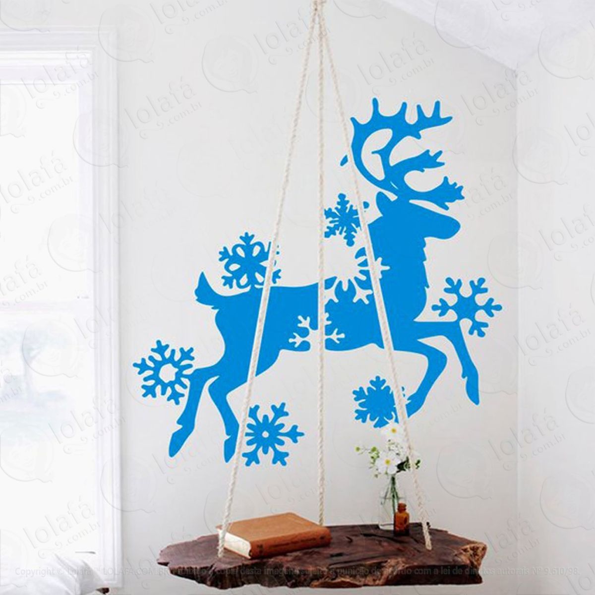 Super Rena Adesivo de Natal para Vitrine, Parede, Porta de Vidro - Decoração Natalina Mod:252