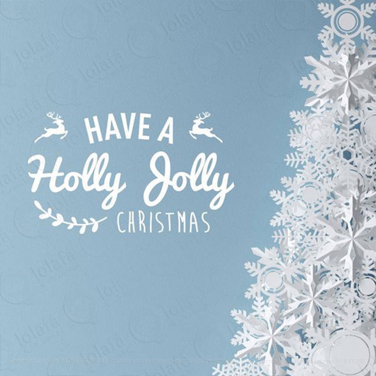 Holly Christmas Adesivo de Natal para Vitrine, Parede, Porta de Vidro - Decoração Natalina Mod:253