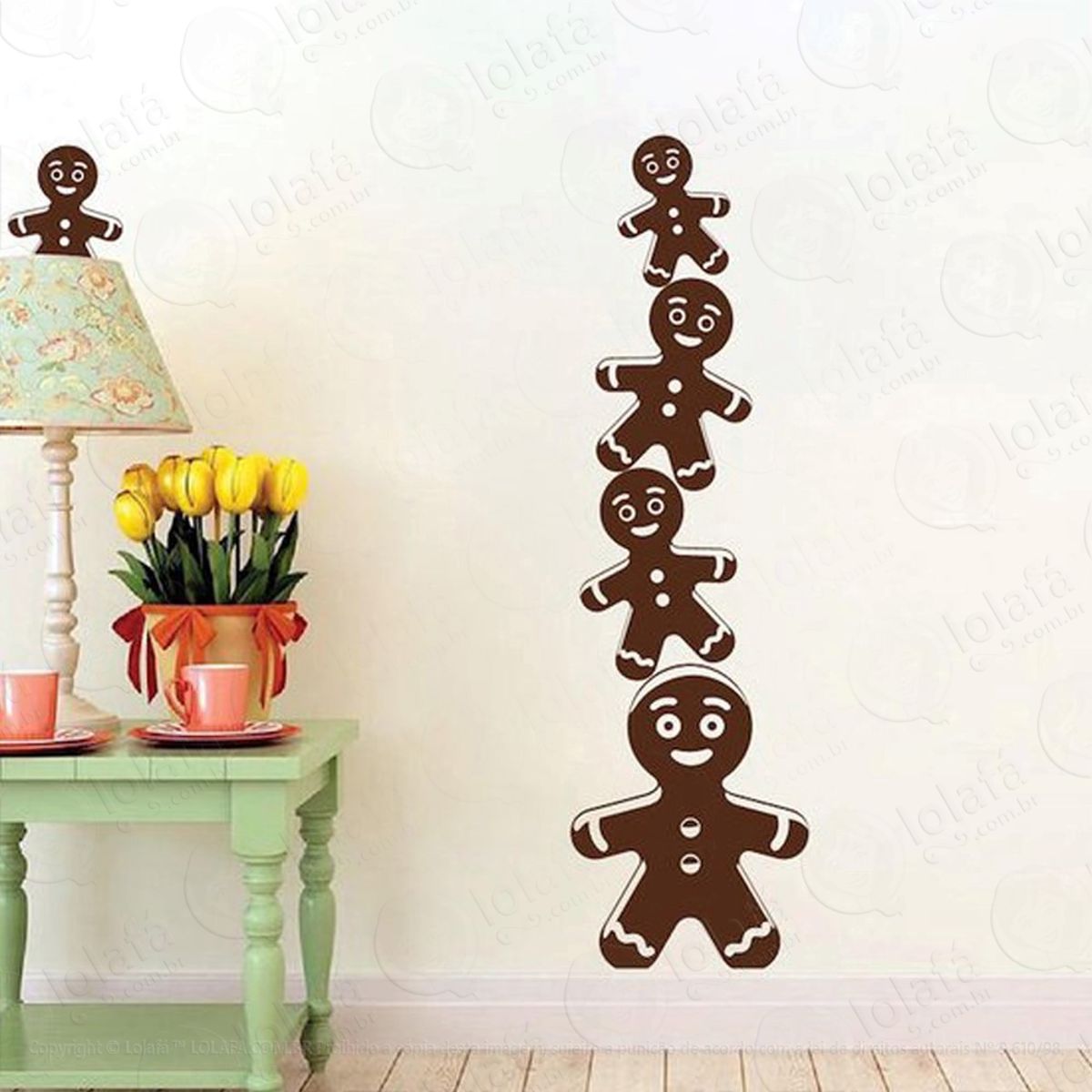 Biscoitos De Gengibre Adesivo de Natal para Vitrine, Parede, Porta de Vidro - Decoração Natalina Mod:254