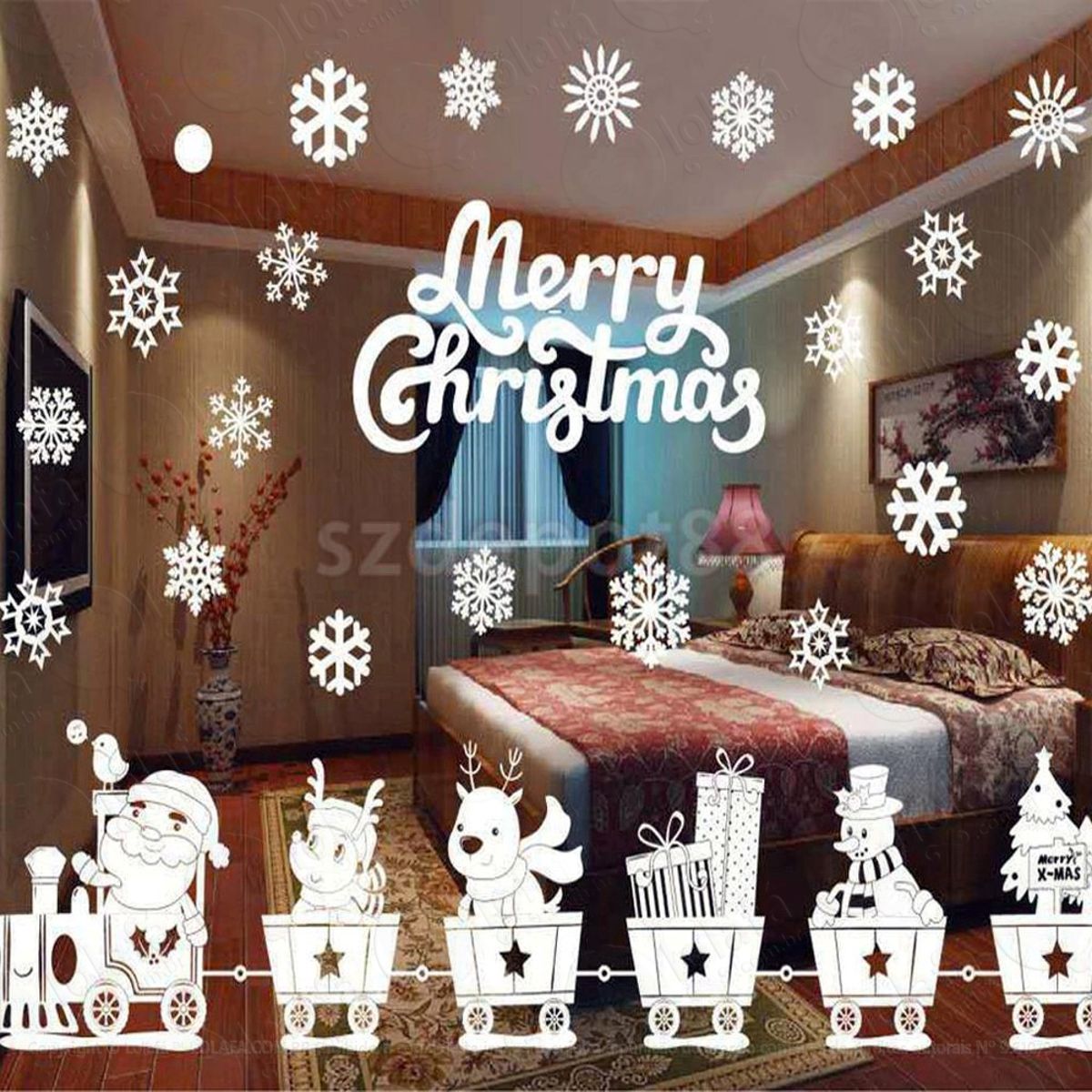 Trenzinho Adesivo de Natal para Vitrine, Parede, Porta de Vidro - Decoração Natalina Mod:255