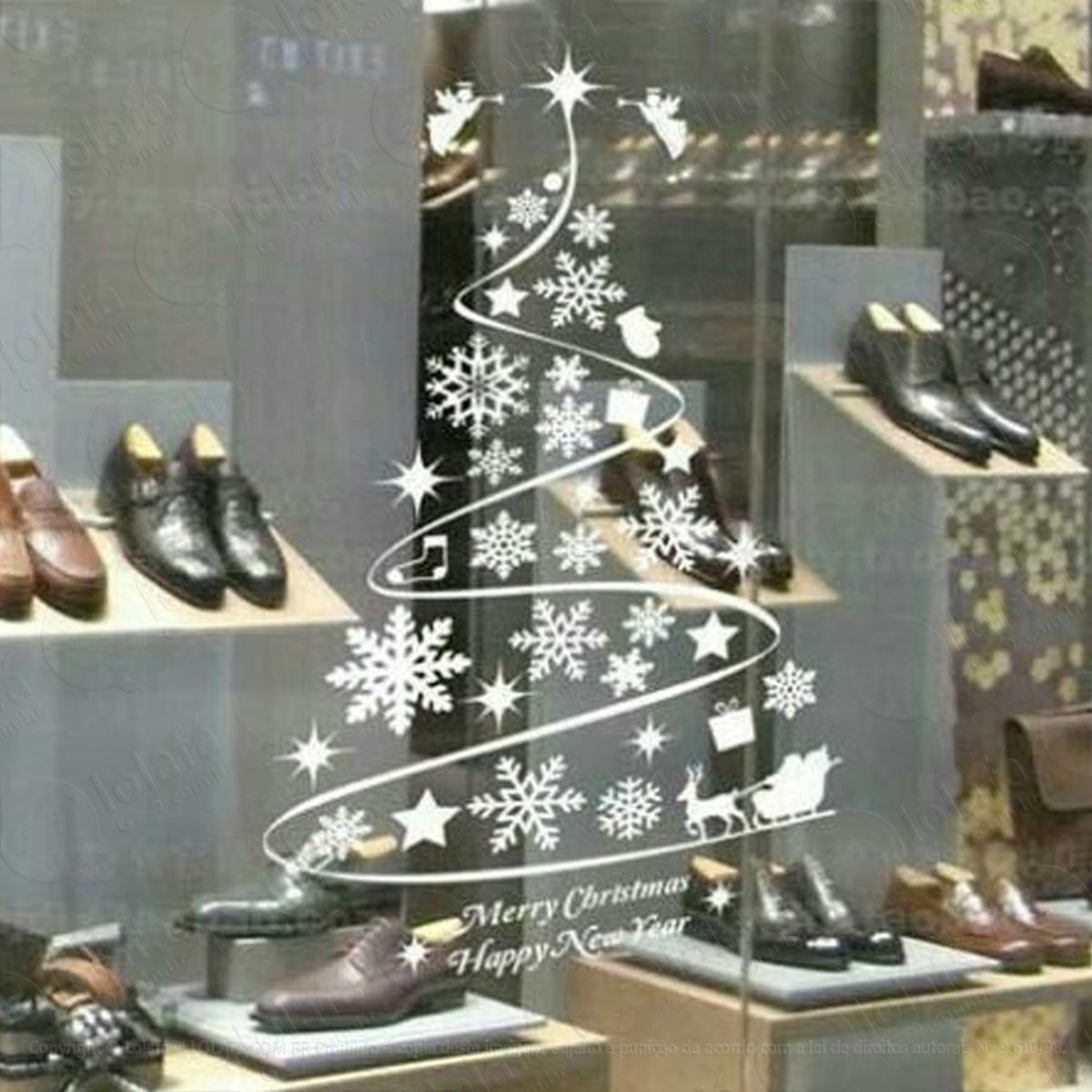 Árvore Adesivo de Natal para Vitrine, Parede, Porta de Vidro - Decoração Natalina Mod:266
