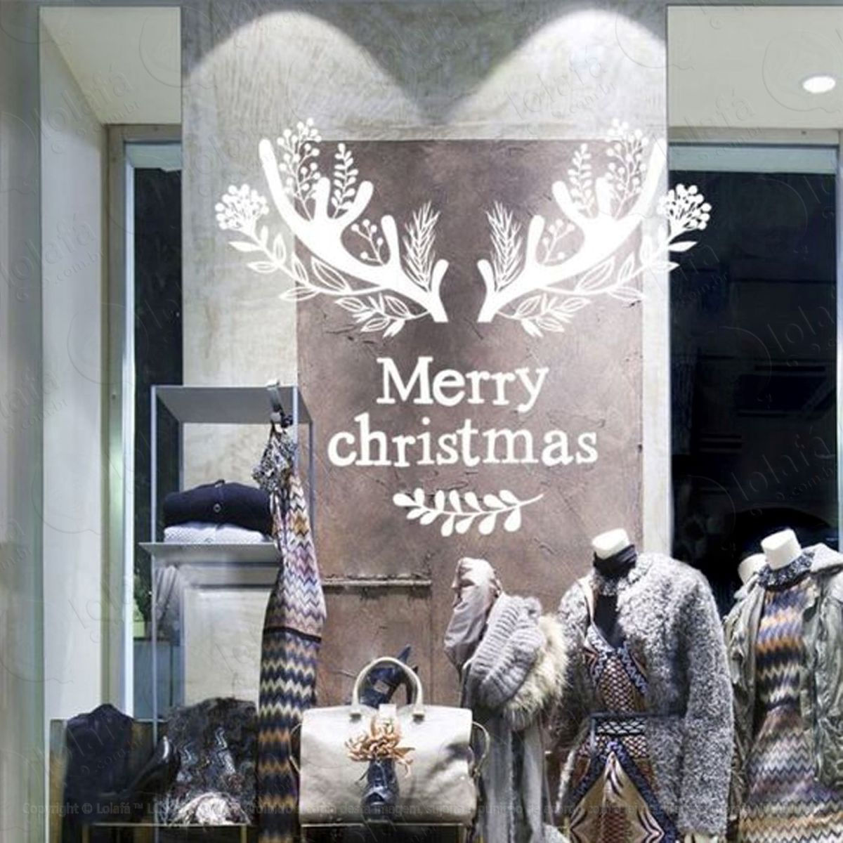 Christmas Alce Frase Adesivo de Natal para Vitrine, Parede, Porta de Vidro - Decoração Natalina Mod:281