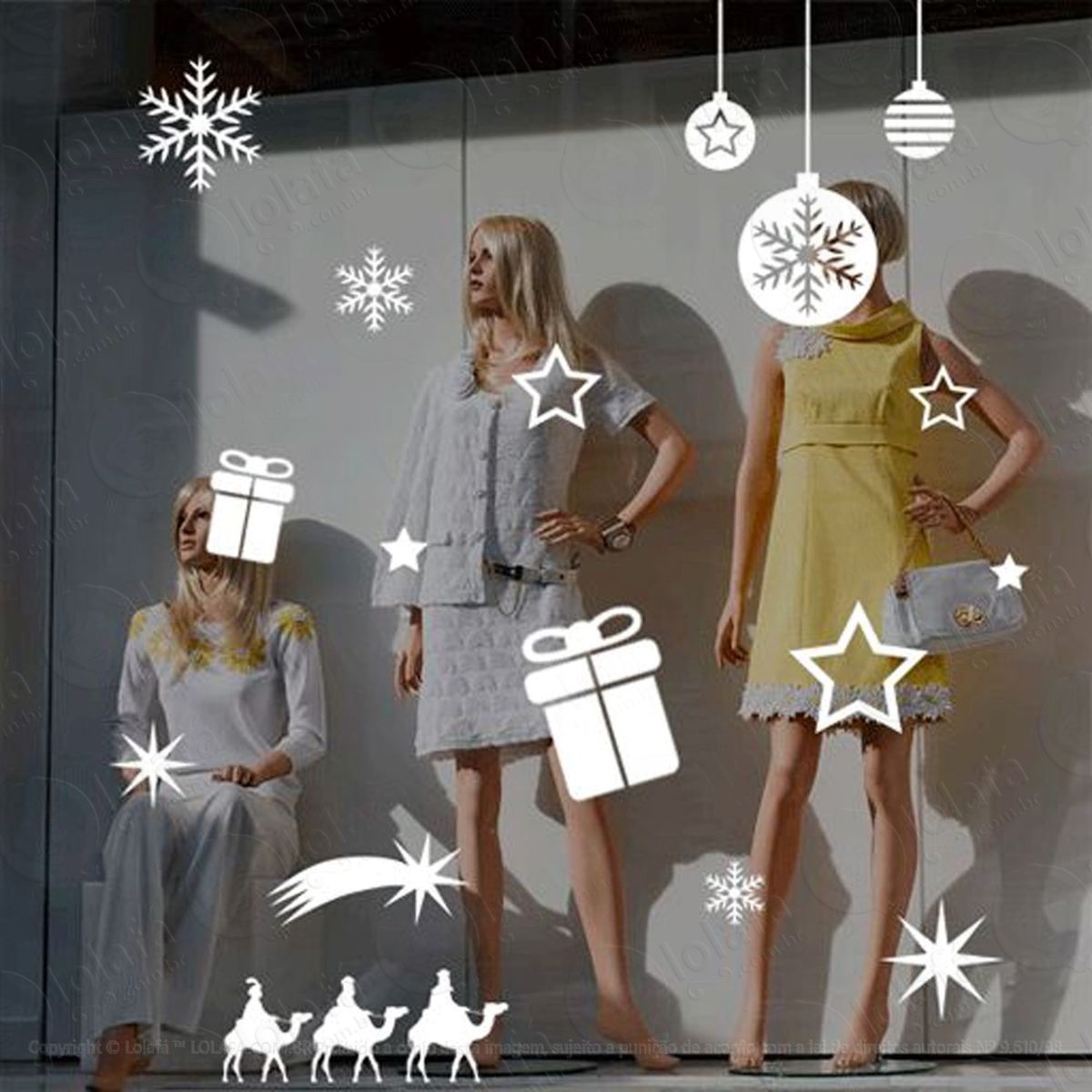 Estrela Adesivo de Natal para Vitrine, Parede, Porta de Vidro - Decoração Natalina Mod:286