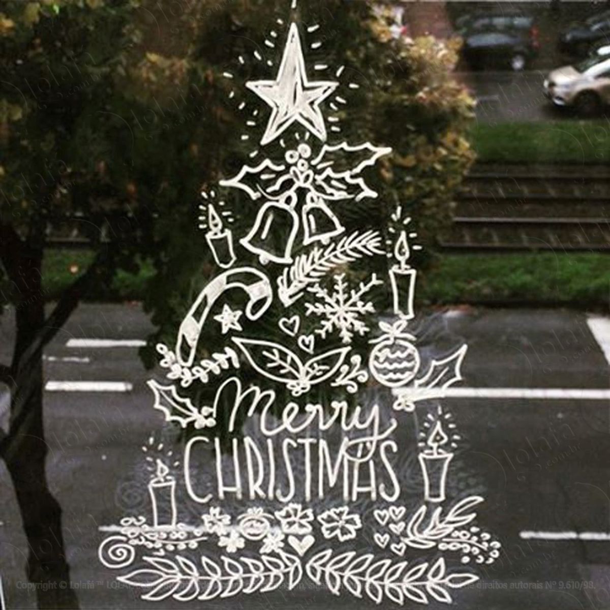 Fantástica Árvore Adesivo de Natal para Vitrine, Parede, Porta de Vidro - Decoração Natalina Mod:288