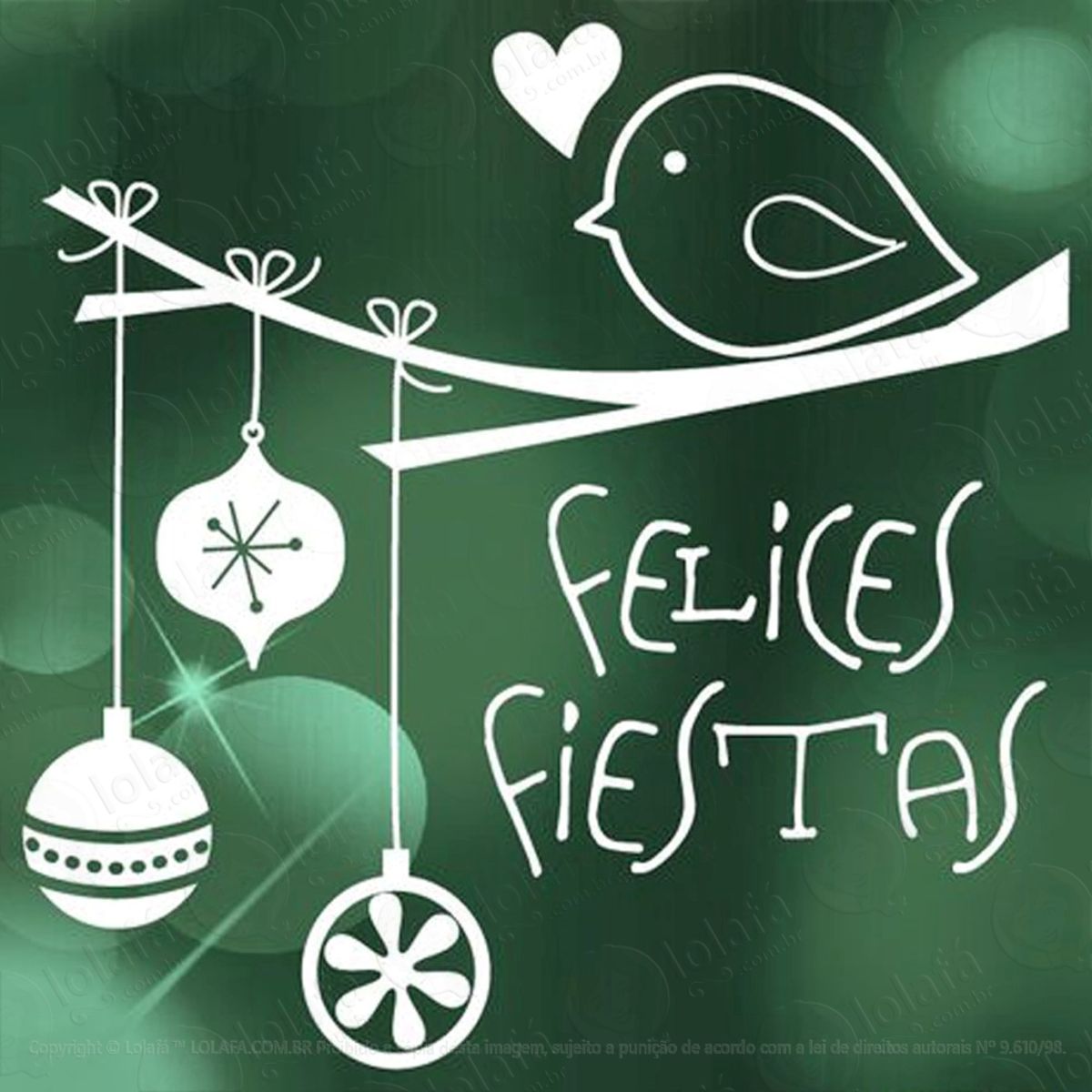 Passarinho Adesivo de Natal para Vitrine, Parede, Porta de Vidro - Decoração Natalina Mod:299