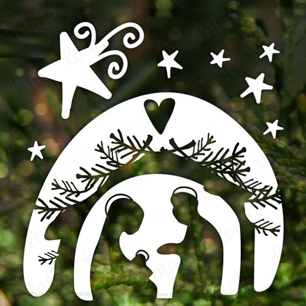 Presépio Estilizado Adesivo de Natal para Vitrine, Parede, Porta de Vidro - Decoração Natalina Mod:301