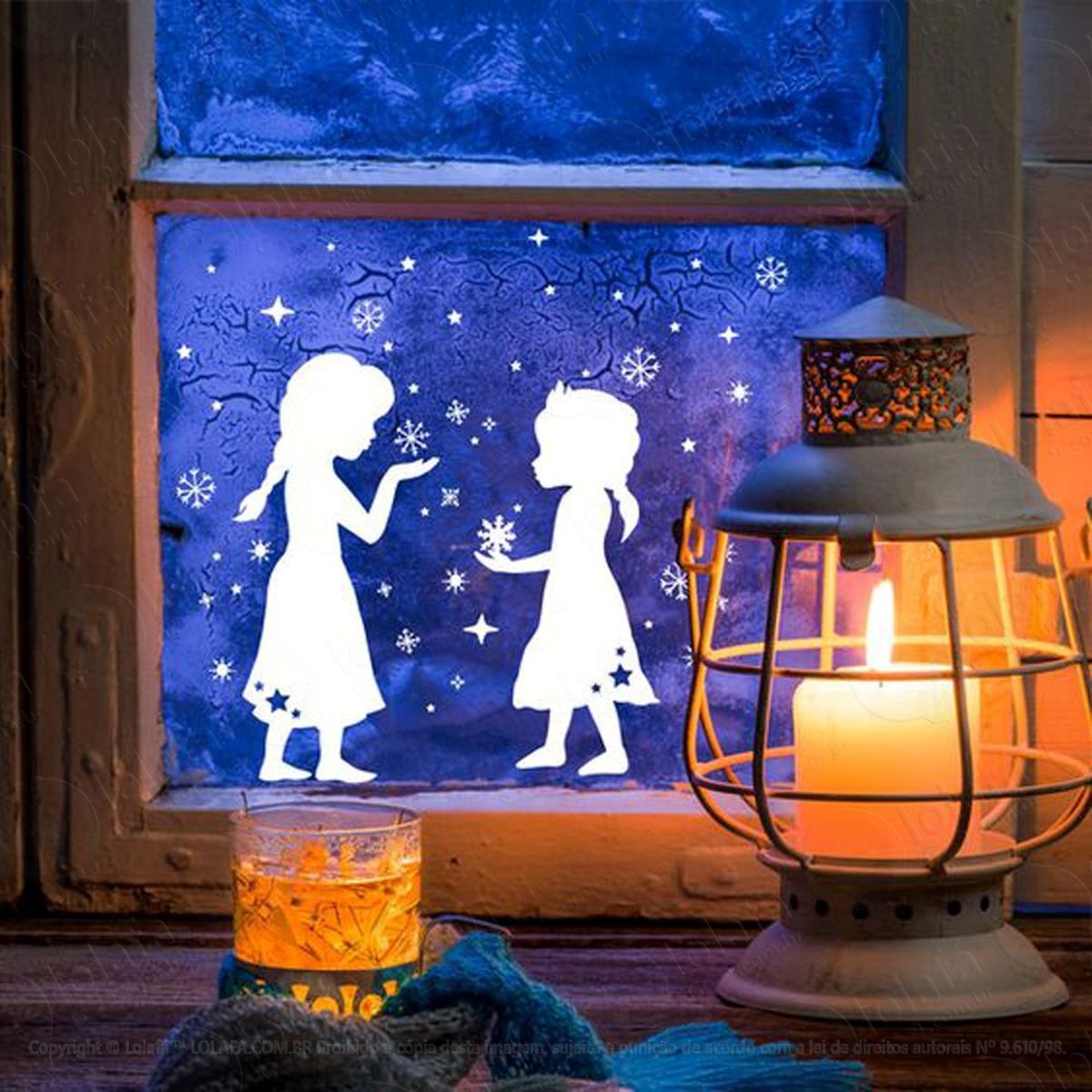Princesinhas Na Neve Adesivo de Natal para Vitrine, Parede, Porta de Vidro - Decoração Natalina Mod:302