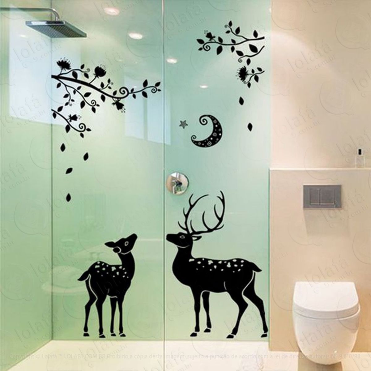 Renas No Luar Adesivo de Natal para Vitrine, Parede, Porta de Vidro - Decoração Natalina Mod:304