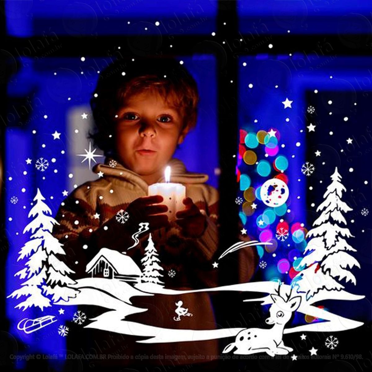 Sonho Adesivo de Natal para Vitrine, Parede, Porta de Vidro - Decoração Natalina Mod:308