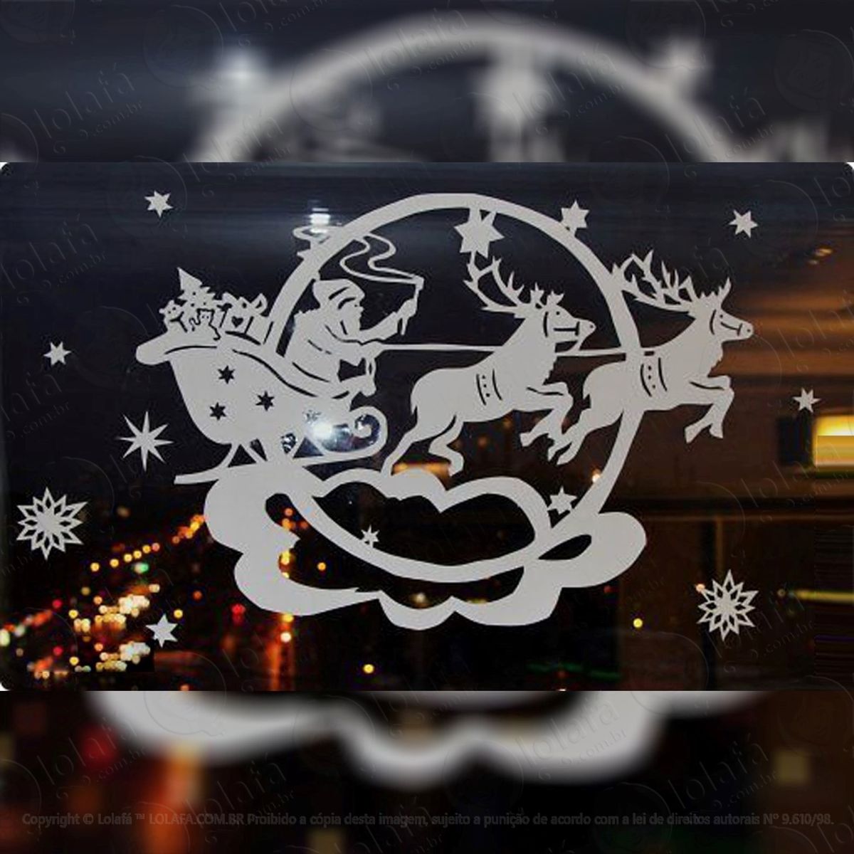 Trenó Com Neve Adesivo de Natal para Vitrine, Parede, Porta de Vidro - Decoração Natalina Mod:309