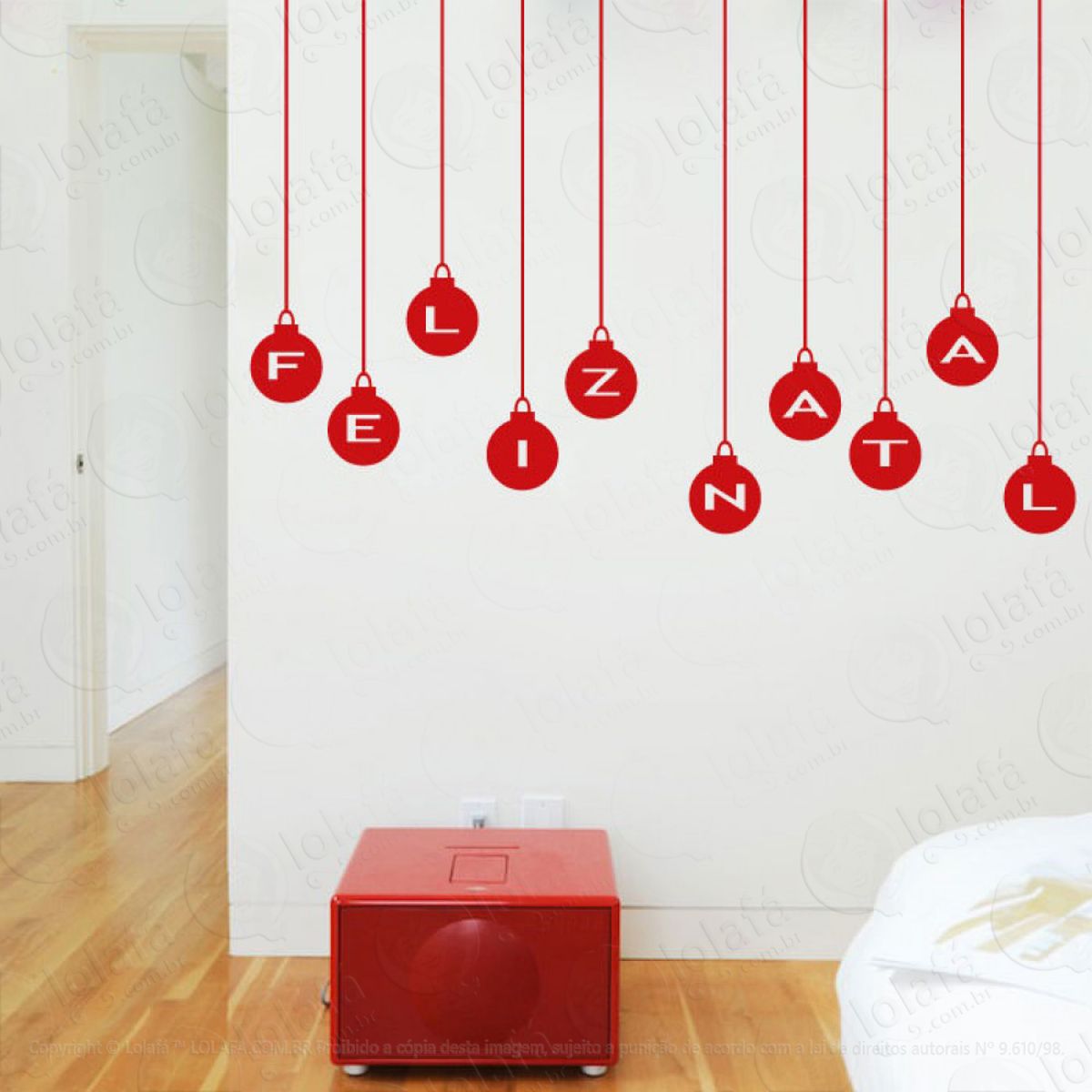 Frase Feliz Natal Adesivo de Natal para Vitrine, Parede, Porta de Vidro - Decoração Natalina Mod:312