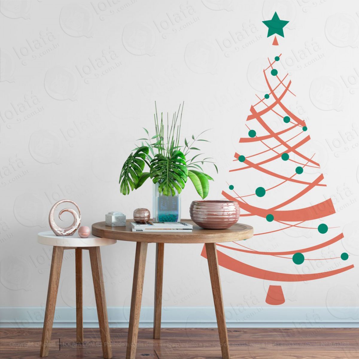 Árvore Adesivo de Natal para Vitrine, Parede, Porta de Vidro - Decoração Natalina Mod:318