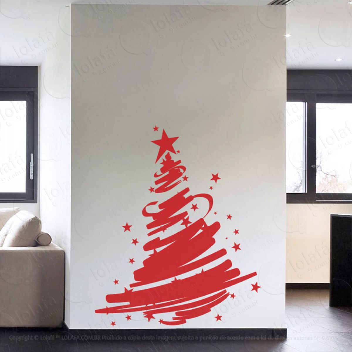 Árvore Adesivo de Natal para Vitrine, Parede, Porta de Vidro - Decoração Natalina Mod:319