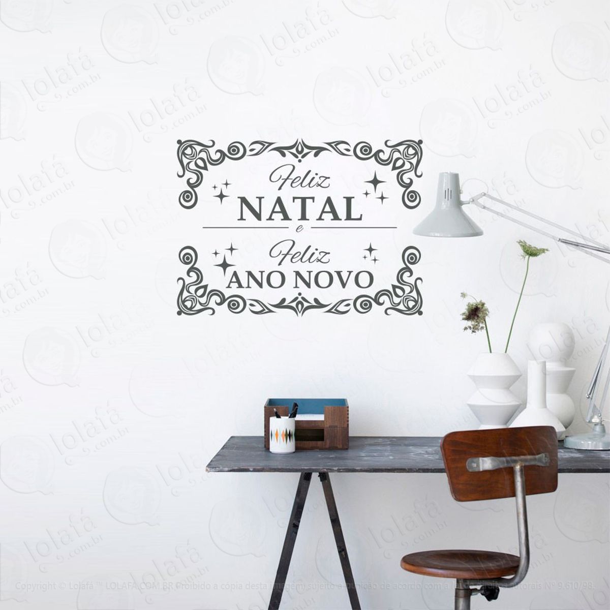 Frase Feliz Natal e Feliz Ano Novo Adesivo de Natal para Vitrine, Parede, Porta de Vidro - Decoração Natalina Mod:326