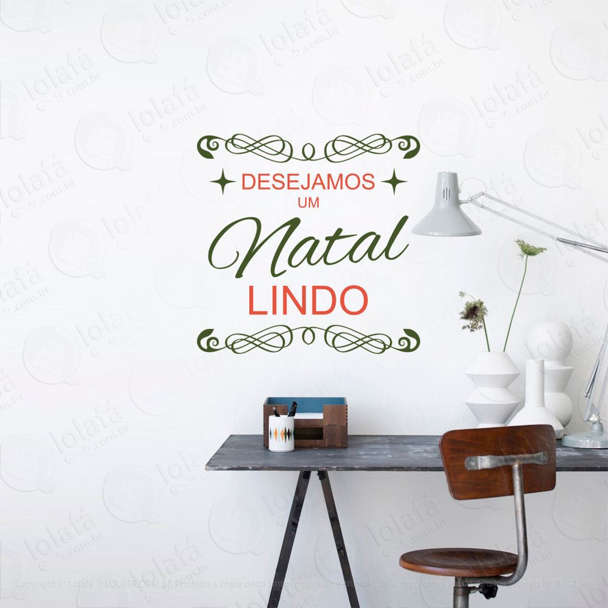 Frase Lindo Natal Adesivo de Natal para Vitrine, Parede, Porta de Vidro - Decoração Natalina Mod:327