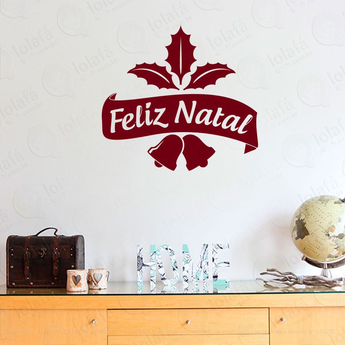 Frase Feliz Natal Adesivo de Natal para Vitrine, Parede, Porta de Vidro - Decoração Natalina Mod:333
