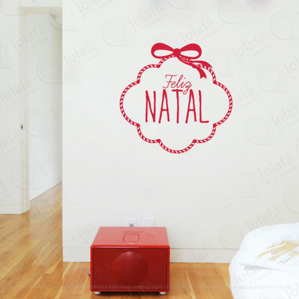 Frase Guirlanda Feliz Natal Adesivo de Natal para Vitrine, Parede, Porta de Vidro - Decoração Natalina Mod:336