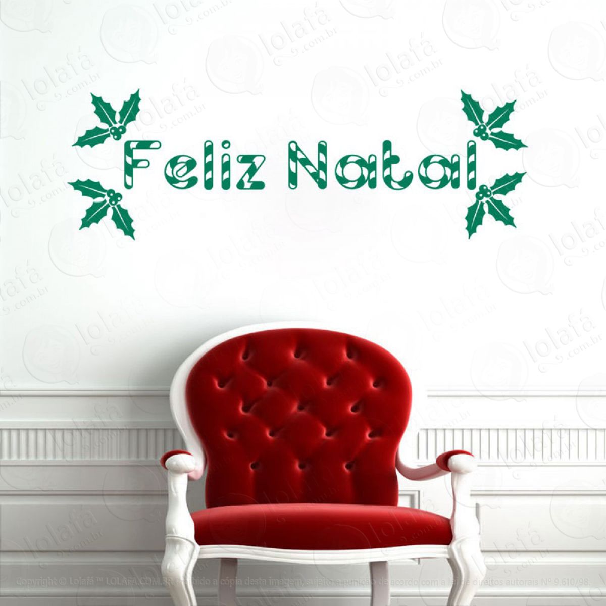Frase Feliz Natal Adesivo de Natal para Vitrine, Parede, Porta de Vidro - Decoração Natalina Mod:337