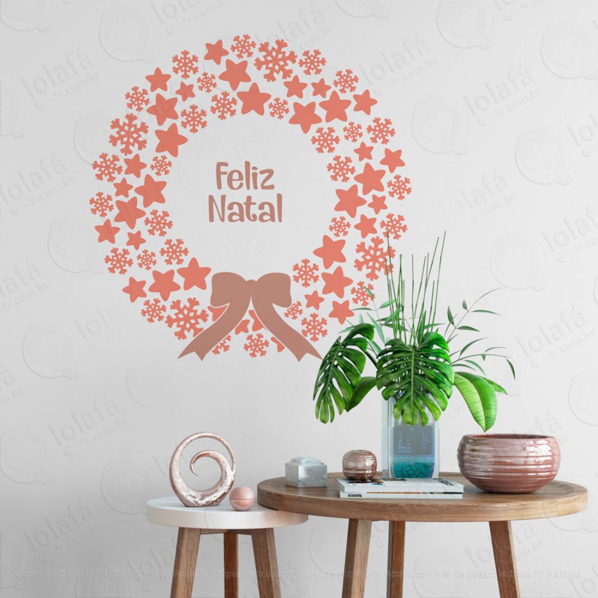 Frase Guirlanda Feliz Natal Adesivo de Natal para Vitrine, Parede, Porta de Vidro - Decoração Natalina Mod:344